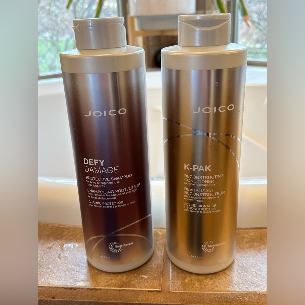 Joico 1 L bottles Defy Damage Shampoo and Kpak conditioner
